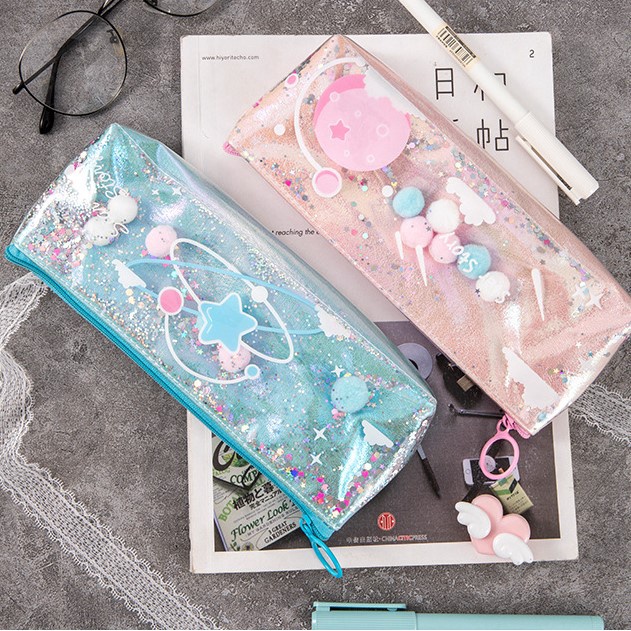 [Gongjin] Tepak Pensil Anak GALAXY / Kotak Penyimpanan Pencil Case Lucu Korea Sequin Cute Sekolah