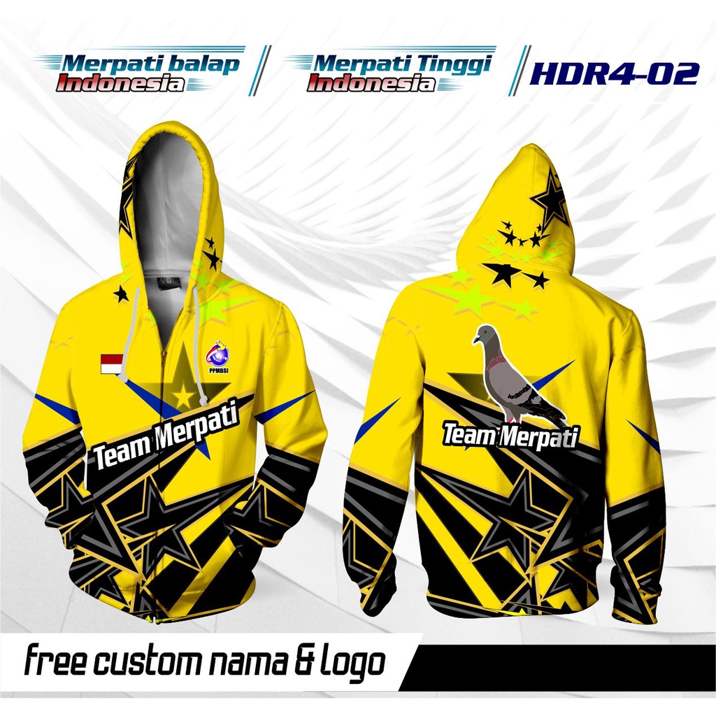 Jaket Jersey hoodie merpati tinggi Balap Zipper burung dara HDR04-02