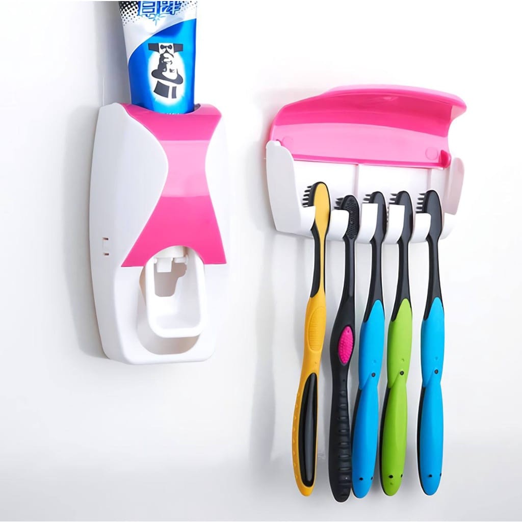 ACCFASHIONMURAH Dispenser Odol Tempat Sikat Gigi Set Rak Kamar Mandi Toothpaste Penjepit Brush Holder Organizer