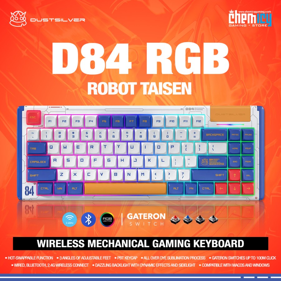 Dustsilver Robot Taisen Cool RGB Hotswap Wireless Gaming Keyboard