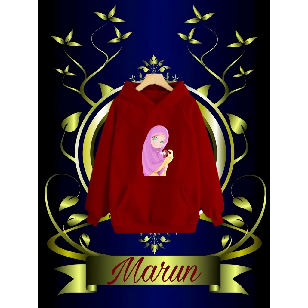 Hzl_outfit Sweater Hoodie Hijab Purple Anak Perempuan/ HOODIE ANAK PEREMPUAN SWEATER