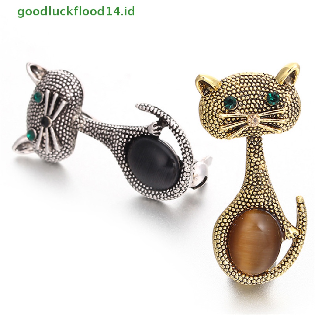 [GOOGFOUR] Mata Kucing Batu Bros Pin Hewan Bros Kerah Klip Pernikahan Opal Wanita Brooch [TOP]