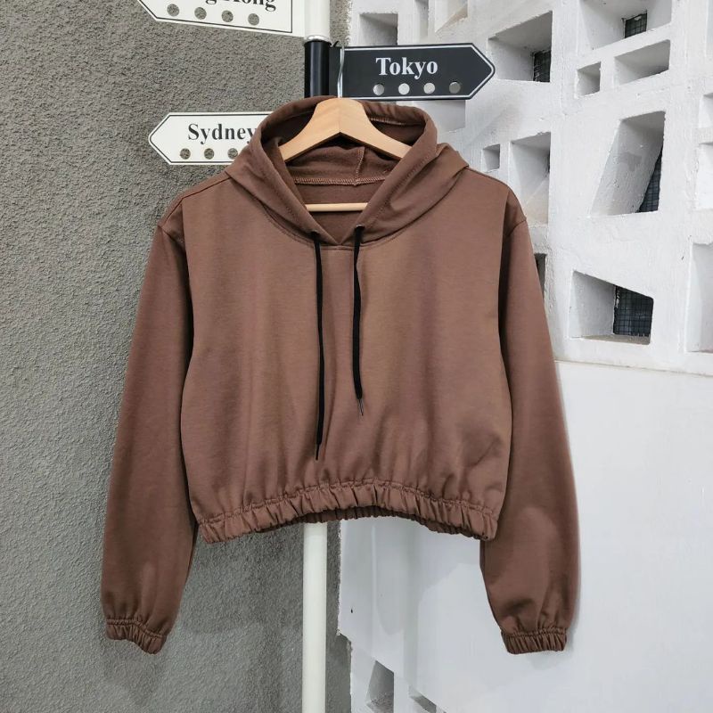 sherpa cute ear hodie crope