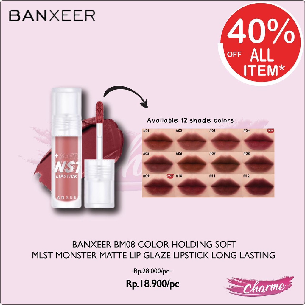 (READY &amp; ORI) Banxeer Color Holding Soft Monster Long Lasting Matte Lip Mud BM08