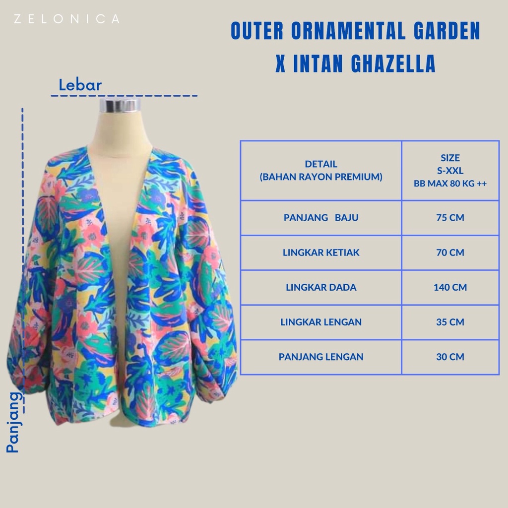 Zelonica Ornamental Garden Outer Bahan Rayon Premium