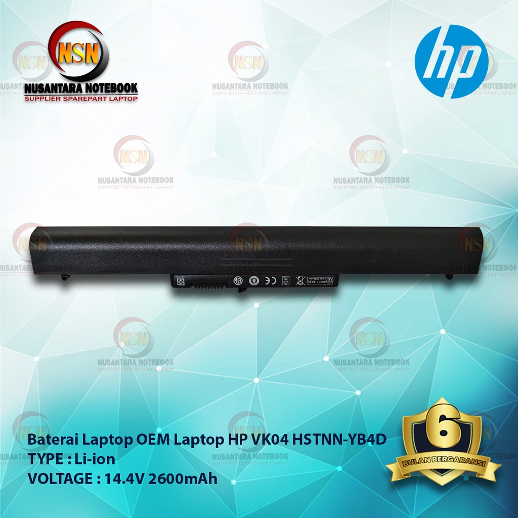 Baterai OEM HP sleekbook 14 SERIES VK04 HSTNN - YB4D 14.4V 2600mAh