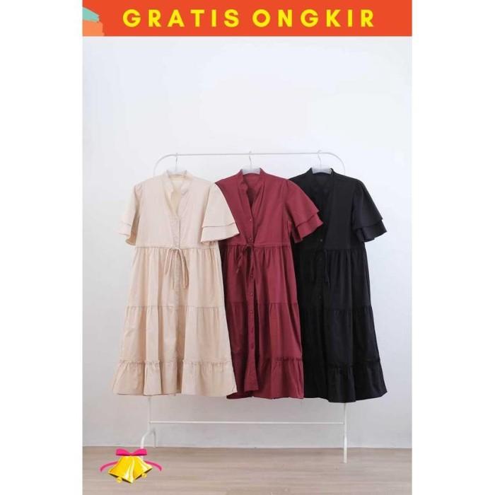Cottonbells Casual Dress Wanita Imlek Cny Special 2023 Berenice Button 21