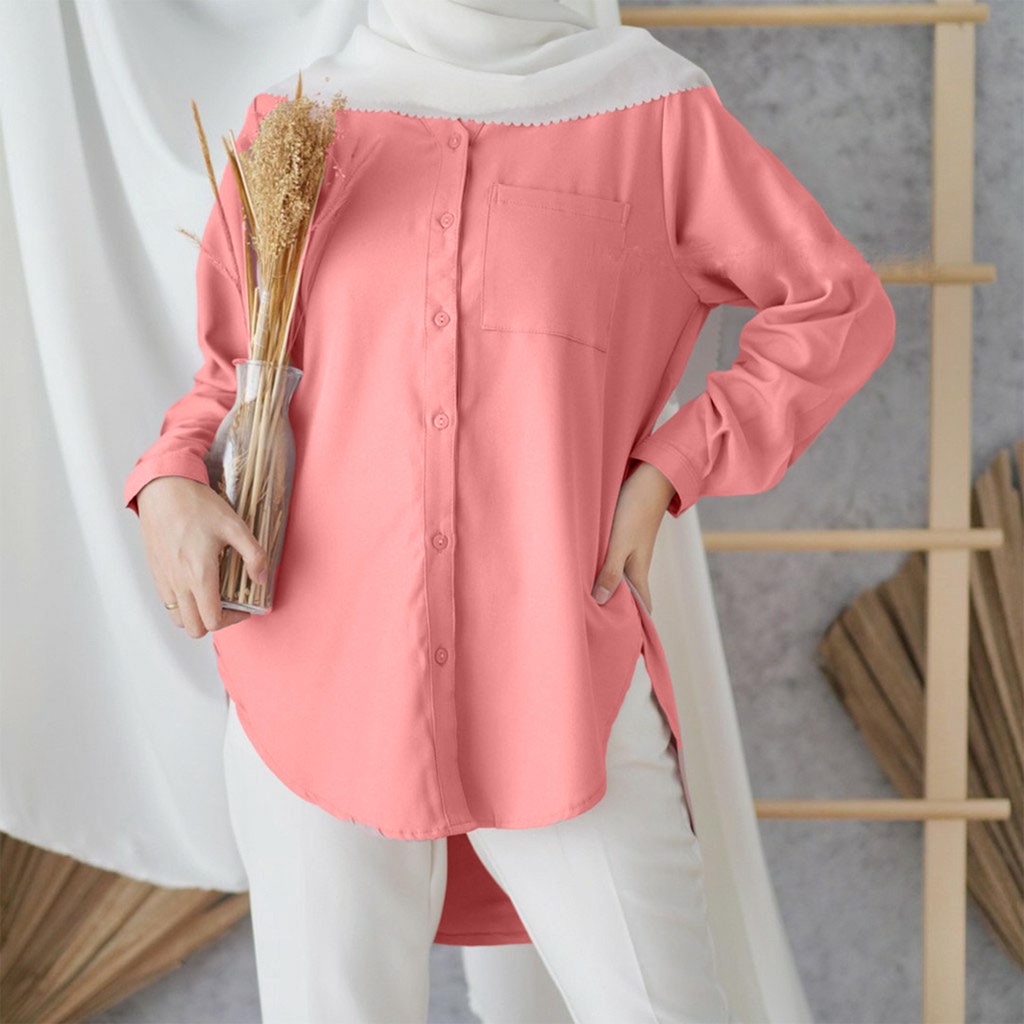 Fina Blouse /Kemeja Basic /Atasan Wanita Katun Rayon