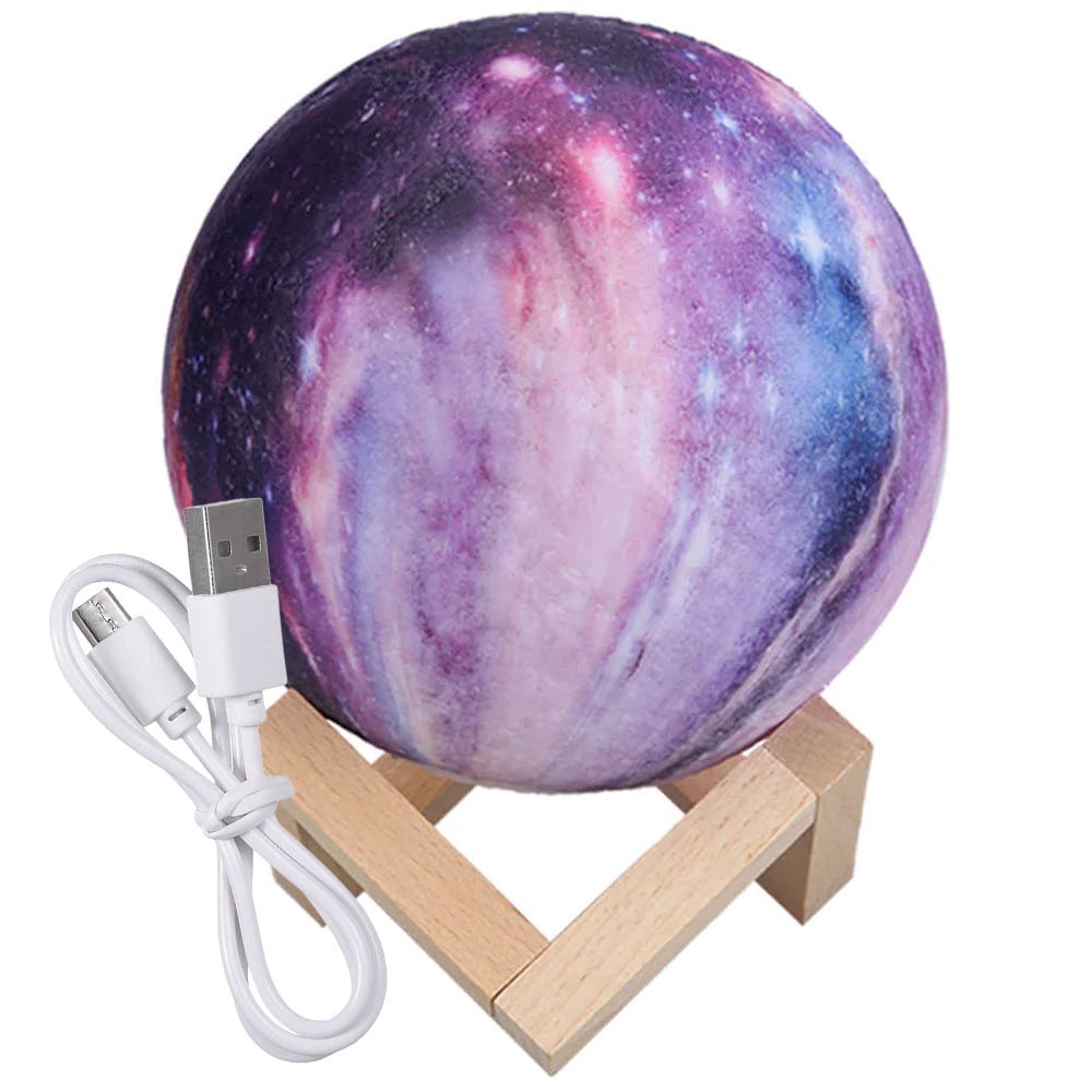 Lampu Tidur Bulan 3D 12 Cm Unik Dekorasi Kamar Minimalis Printed Moon Night Light Lamp LD312 - Lampu Meja Berubah Warna Warni Untuk Kamar Random
