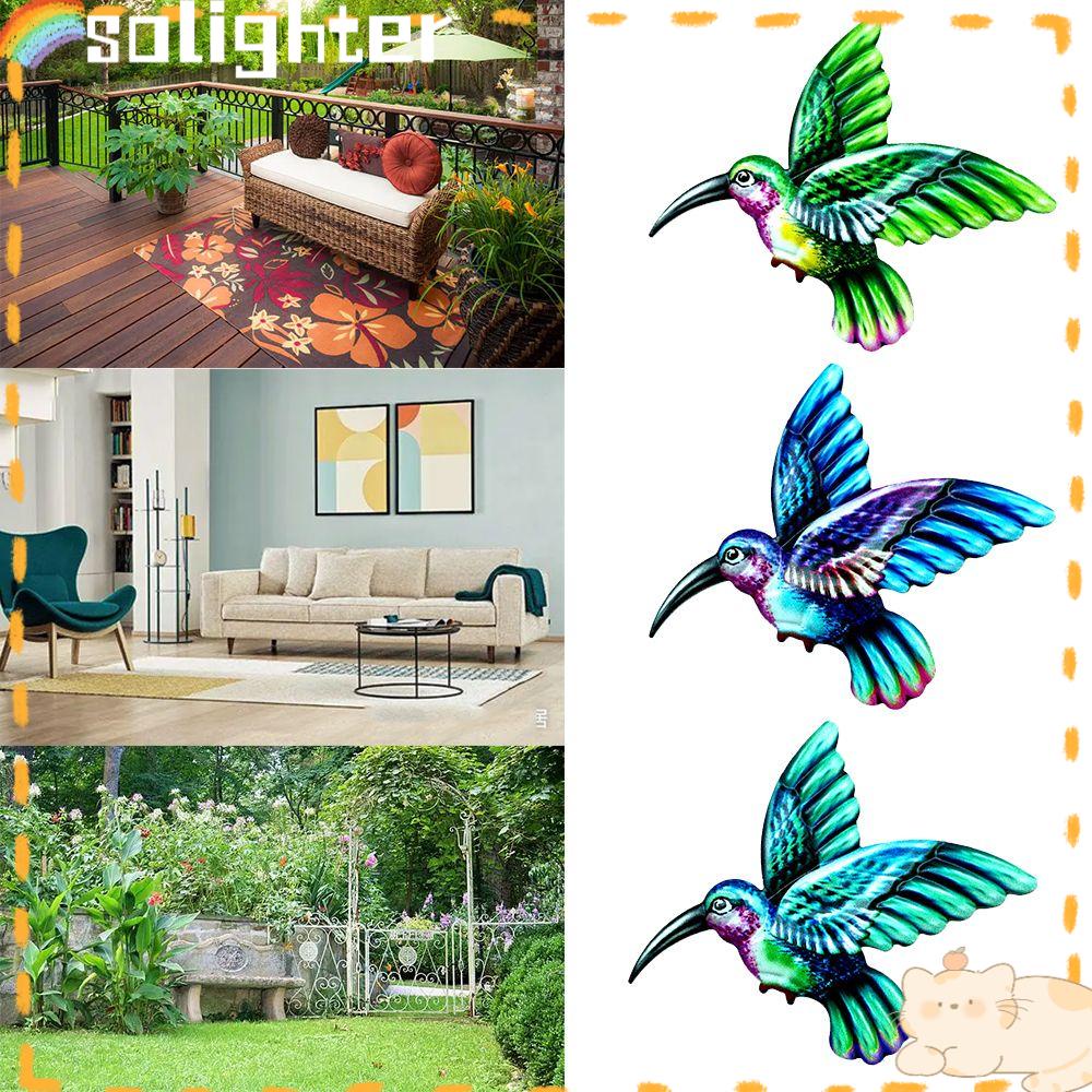 Solighter Hummingbird Dekorasi Indoor &amp; Outdoor Taman Liontin Patung Logam