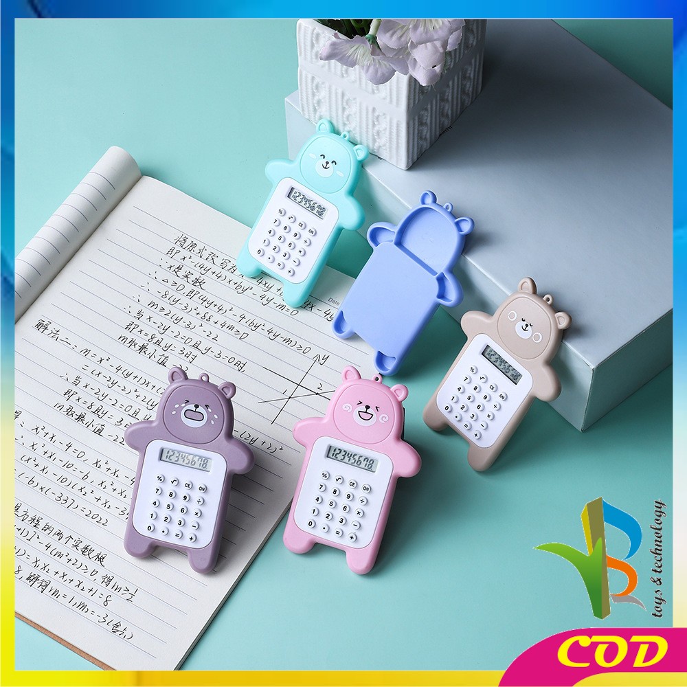 RB-C325 Kalkulator Mini Motif Beruang 8 Digit Tombol Karet Sekolah Stationary/ Bear Calculator Travel Mini Portable Desain Kartun Beruang