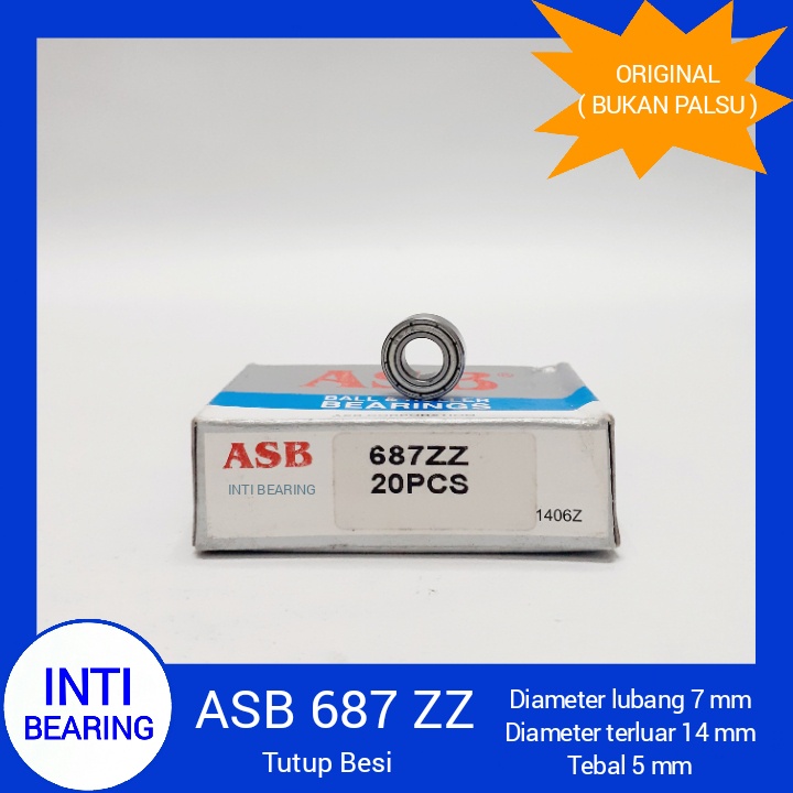 BALL BEARING 687 ZZ ASB ASLI ORIGINAL LAHER BANTALAN 687ZZ TUTUP BESI