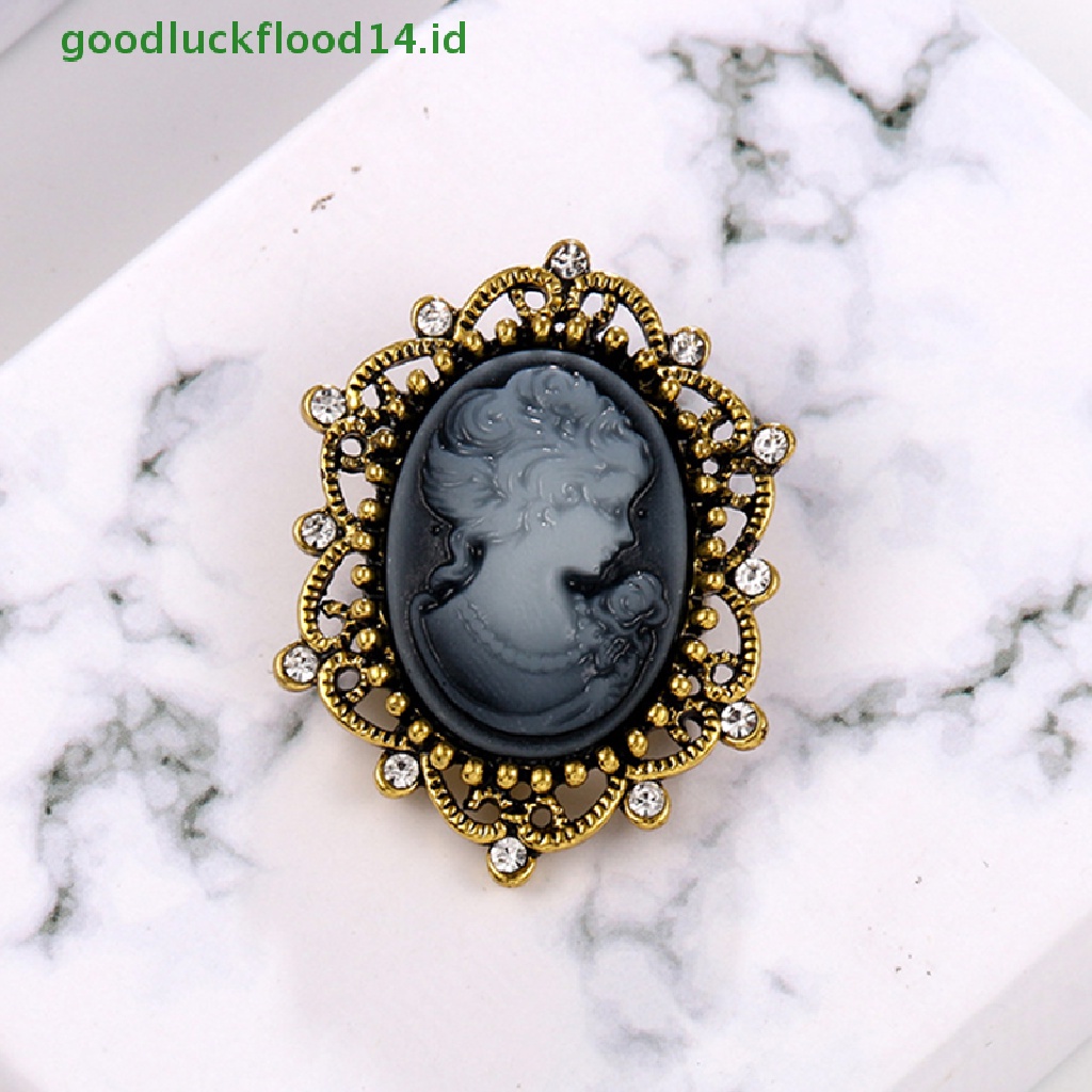 [GOOGFOUR] Pernikahan Retro Cameo Mutiara Kristal Berlian Imitasi Bros Pin Bunga Wanita Perhiasan [TOP]