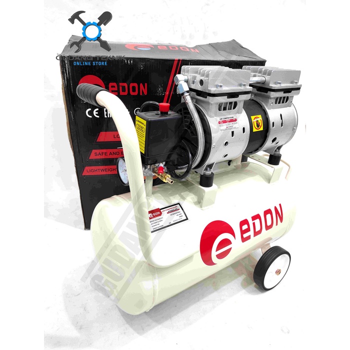 Kompresor Angin Tanpa Oli Kapasitas 25 Liter 3/4HP ED550-25L EDON / Portable Air Compressor Oiless 25Liter 3/4 HP ED 550-25L EDON