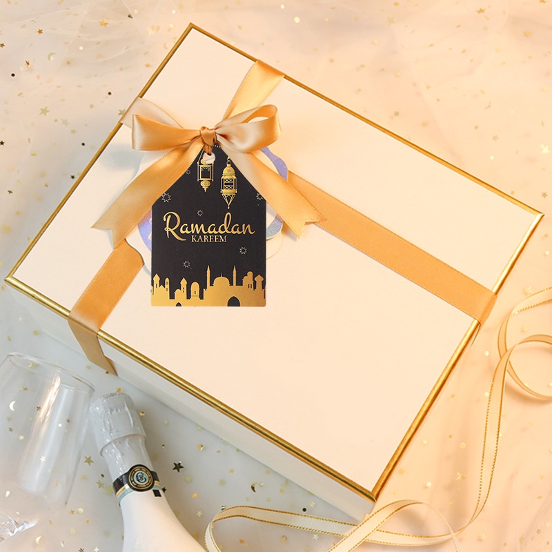 48pcs/set Kareem Ramadan Paper Hang Tag Perlengkapan Pesta Muslim Dekorasi Rumah Eid Mubarak Box Wrapping Card