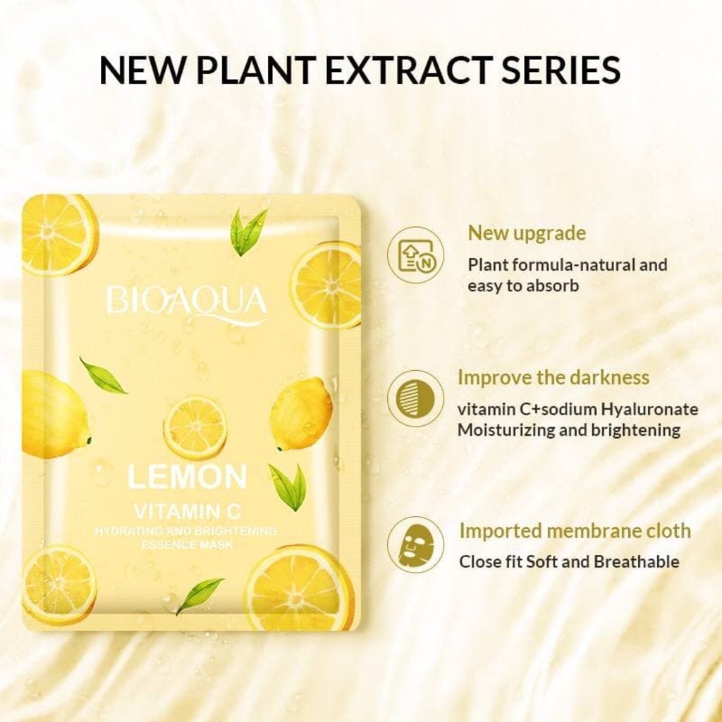 BIOAQUA Sheet Mask Lemon Vitamin C Brightening Moisturizing Antioxidant & Anti Aging Skin Care Maske
