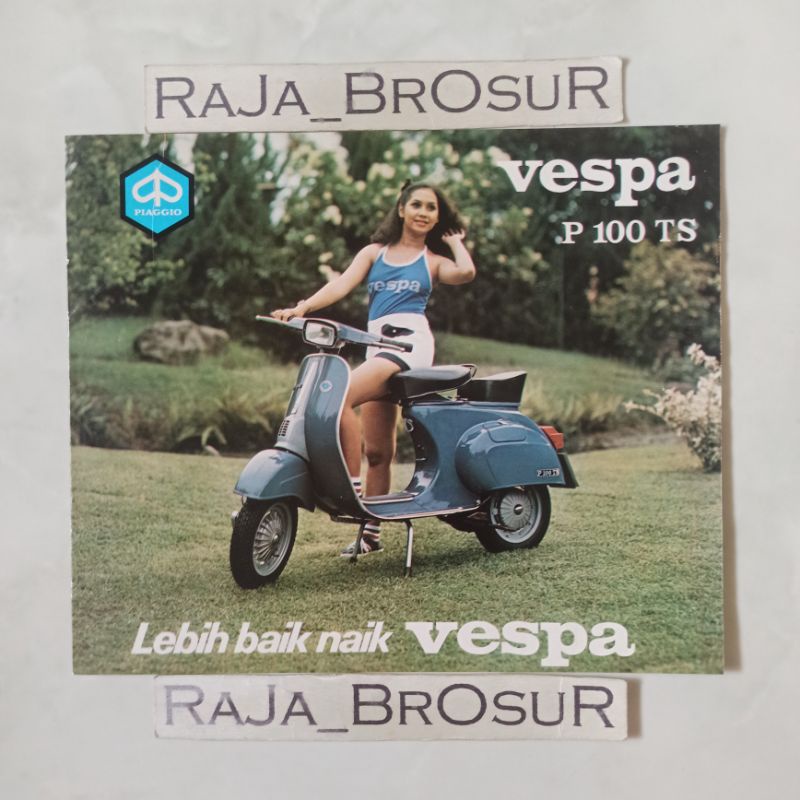 Poster brosur katalog leaflet jadul lawas Piaggio Vespa P 100 TS/P100 TS/P100TS/PTS100 2tak 2T 1980