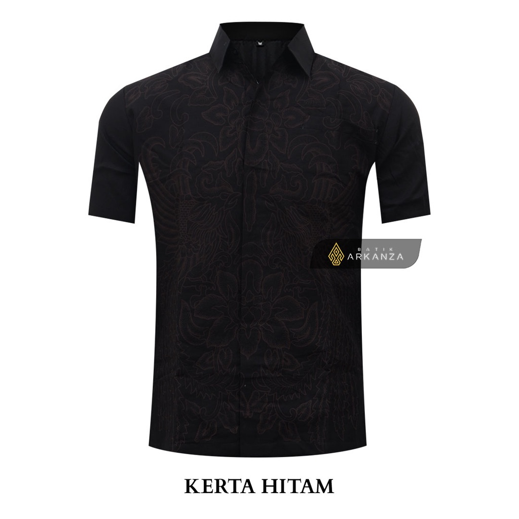 GUDANG BATIK ARKANZA Motif KERTA HITAM Kemeja Batik Slimfit Full Lapis Furing