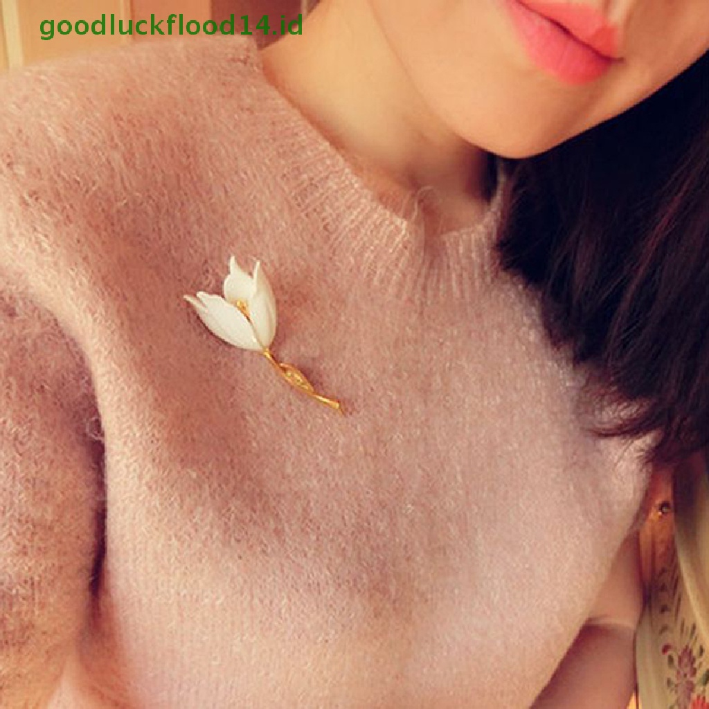 [GOOGFOUR] Bunga Tulip Enamel Bros Pin Kerah Lapel Syal Dekorasi Perhiasan Garment Jewelry [TOP]