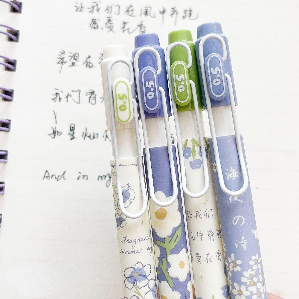 Mxbeauty Little Daisy Gel Pen Set Tinta Hitam 0.5mm Fresh Flower Siswa Alat Tulis Pena Netral Cepat Kering