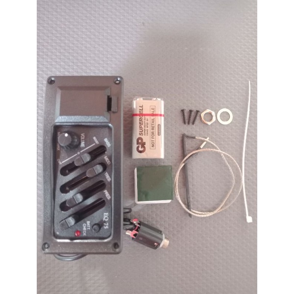 Spul gitar akustik 7545r equalizer eq preamp fullset lengkap