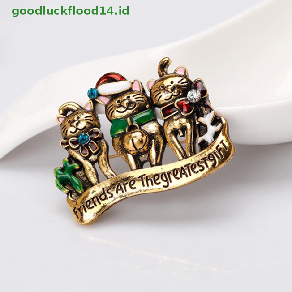 [GOOGFOUR] Kartun 3kucing Natal Bros Pin Lucu Hewan Kucing Bros Perhiasan Hadiah [TOP]