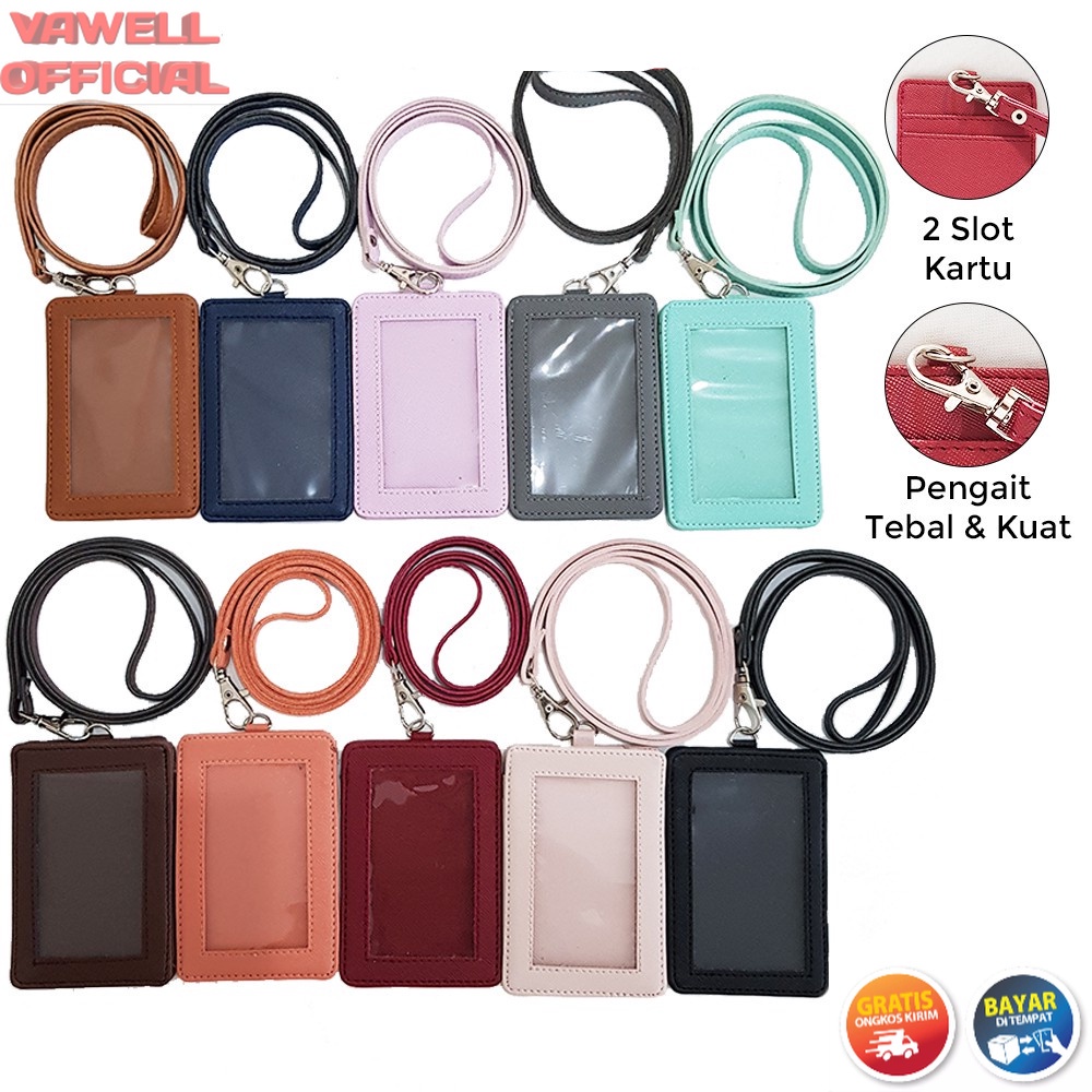 

VO_ Name Tag ID Card Holder Kulit Lanyard PU Leather Gantungan Kartu Nama Kantoran Karyawan Termurah