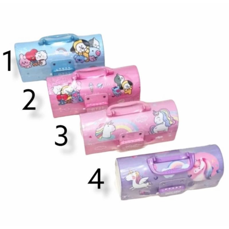 

tempat pensil anak karakter + kode kunci rahasia