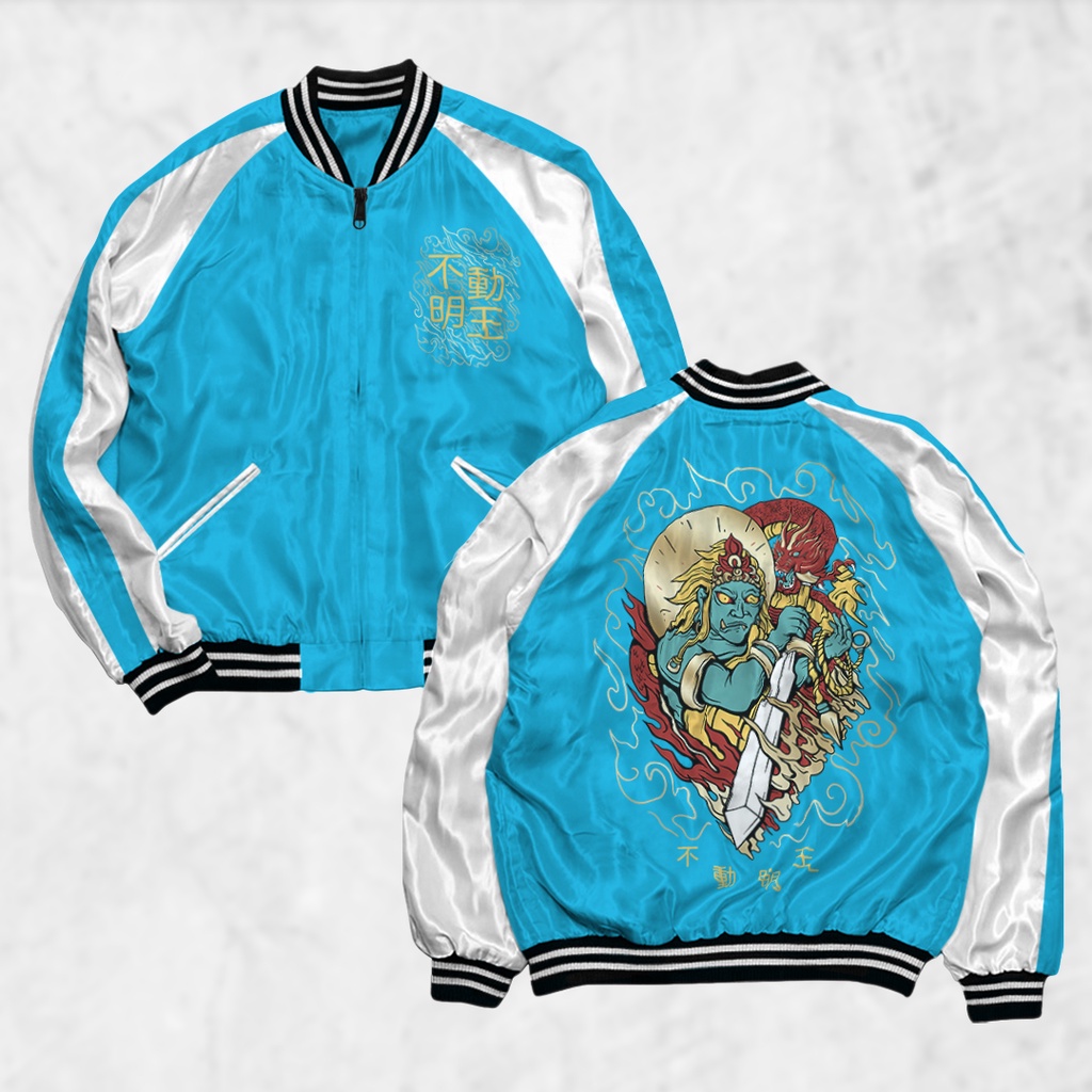 Fortglass Jaket Sukajan Motif FUDO Sablon Jaket Pria Wanita Distro Unisex Japan Premium Original