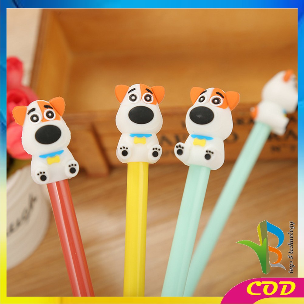 RB-A47 Pulpen Gel Karakter Puppy Lucu 0.5mm Motif Polos Korean Style / Alat Tulis Pena Cair Doggie Perlengkapan Sekolah Kantor Ballpoint Import