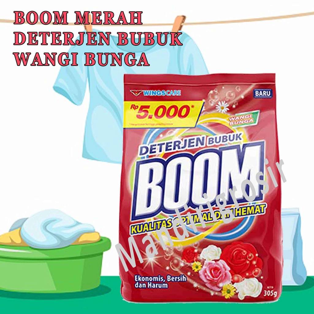 Deterjen Bubuk* Boom Merah* Extra Wangi Bunga* Deterjen Ekonomi 280g