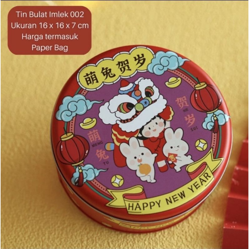 READY! Kaleng Tin Imlek Kelinci Rabbit 2023 Kaleng Permen / Coklat / Kue + Paper Bag