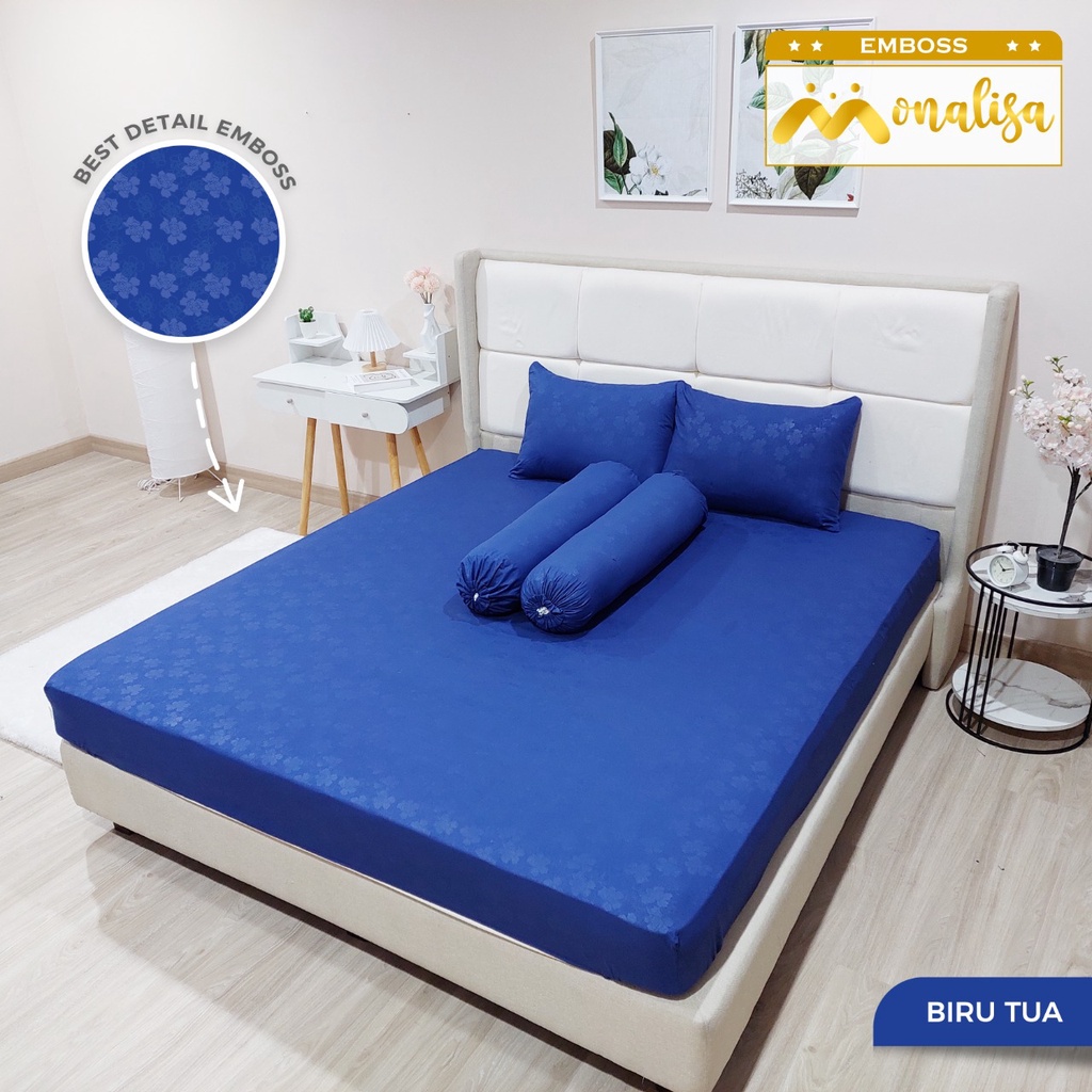 Monalisa Emboss Sprei Uk 160/180 - Biru Tua