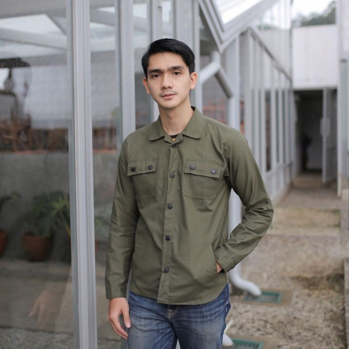 jaket pria Jaket kanvas Pria | Jacket Canvas | Semi Parka Trucker - Army, M(P5J3) Jaket Pria Parasut