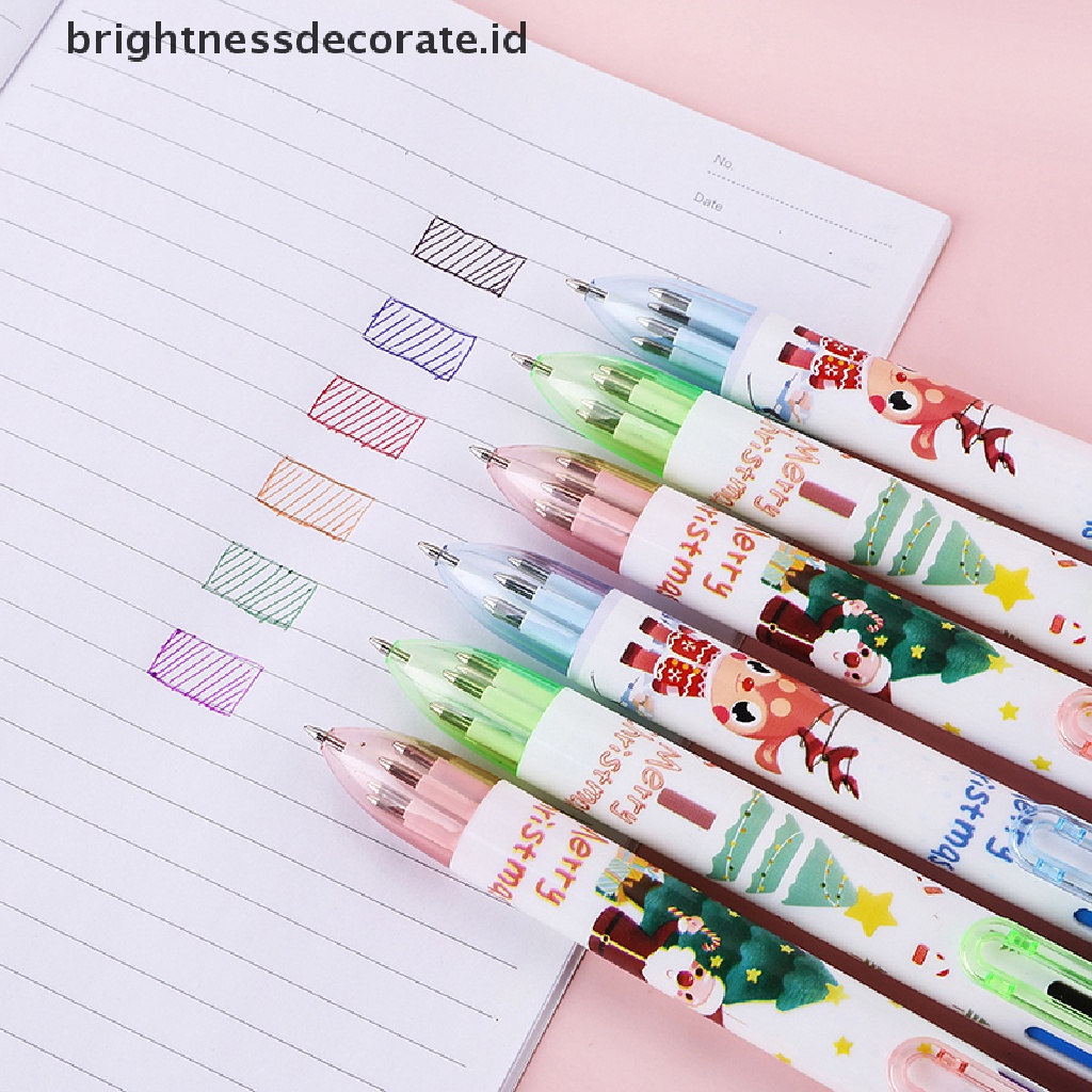 [Birth] 6warna Pena Ballpoint Natal Lucu Kartun Ball Pen Kantor Sekolah Wrig Perlengkapan Novelty Pen Hadiah Alat Tulis [ID]