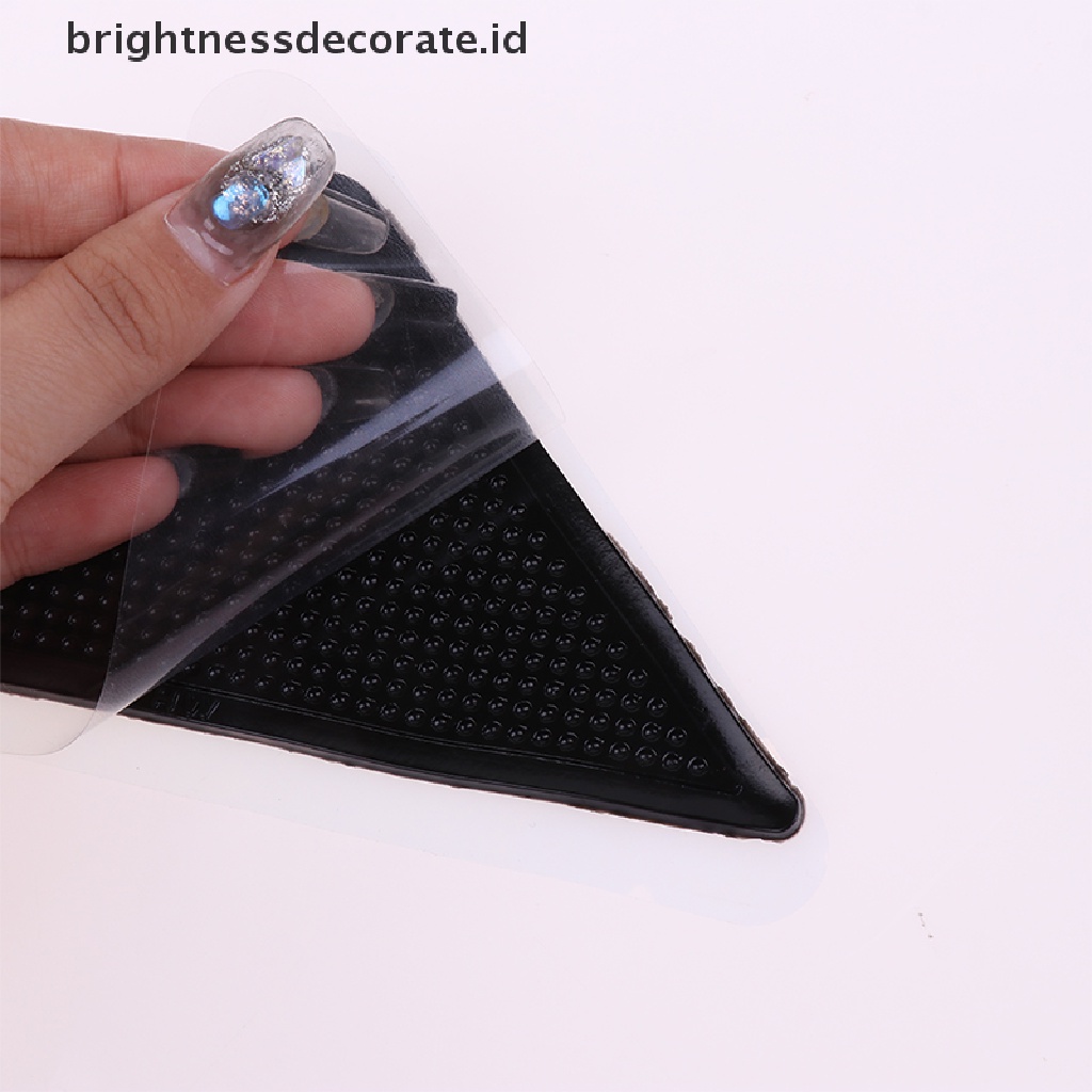 [Birth] 4pcs/set Segitiga Dicuci Reusable Rug Gripper Anti Selip Karet Mat Non Slip Patch Tape Untuk Lantai Ubin Karpet Sudut Pad [ID]