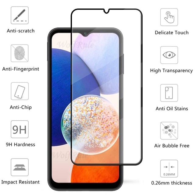 SAMSUNG A54 A34 A24 A14 5G 4G A02 A02s A03 A03s A04 A04s TEMPERED GLASS FULL COVER