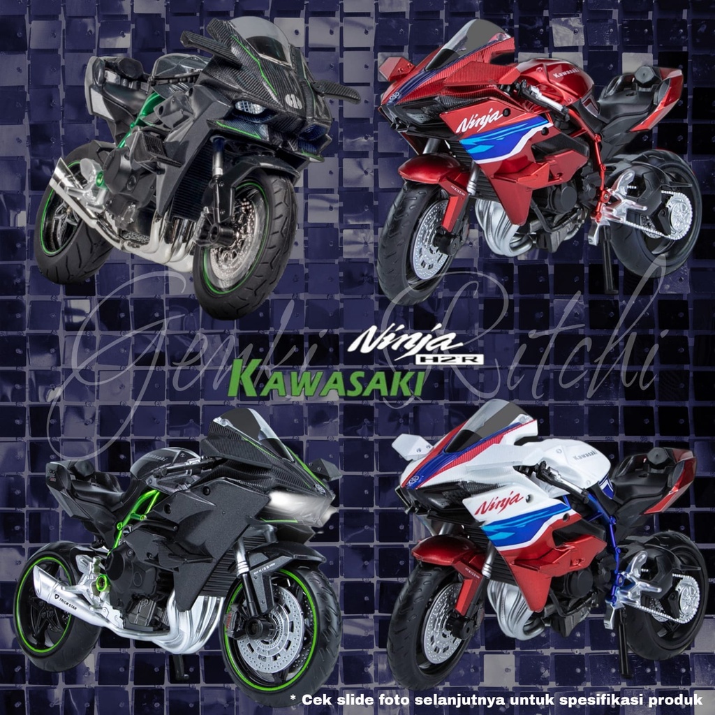 Diecast Super Bike Kawasaki Ninja H2R Skala 1:12 Diecast Sepeda Motor