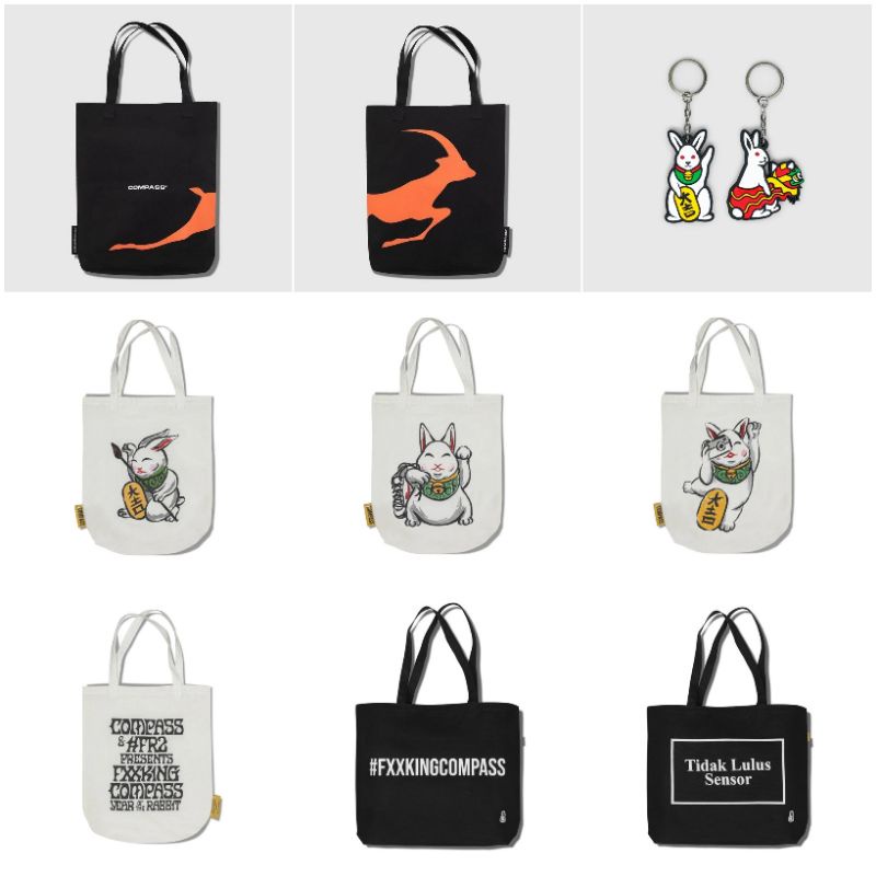 [ORIGINAL 100%] SEPATU COMPASS ALL MERCHANDISE (FR2/FXXKING RABBITS TOTEBAG/KEYCHAIN/GANTUNGAN KUNCI