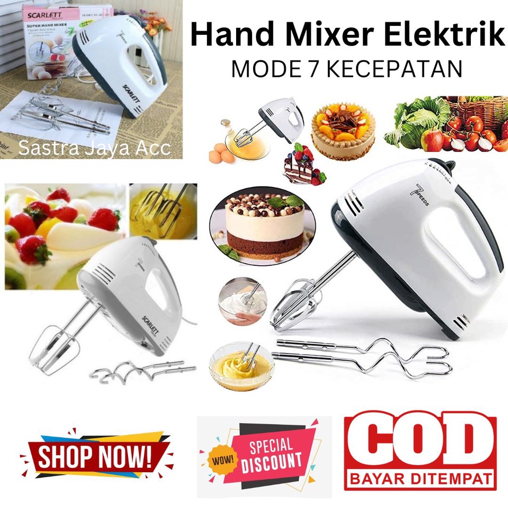 Jual Hand Mixer Elektrik Scarlett 7 Kecepatan Kocokkan Telur 7 Speed