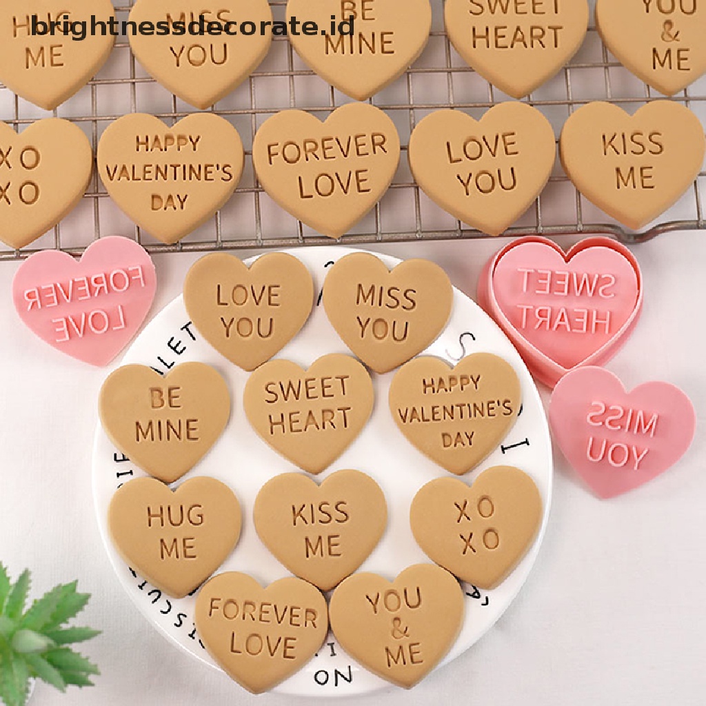 [Birth] 10pcs 3D Valene's Day Cookie Cutters Biscuit Mold Cetakan Kue Kering Stamp Dekorasi Pesta Baking Tools [ID]