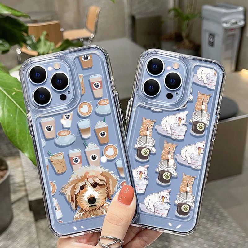 IPHONE Casing Ponsel Lembut Transparan Anjing Lucu Kompatibel Untuk Iphone14 11 13 12 Pro XS Max X XR 78 6S Plus Silcone Shockproof Casing TPU Cover