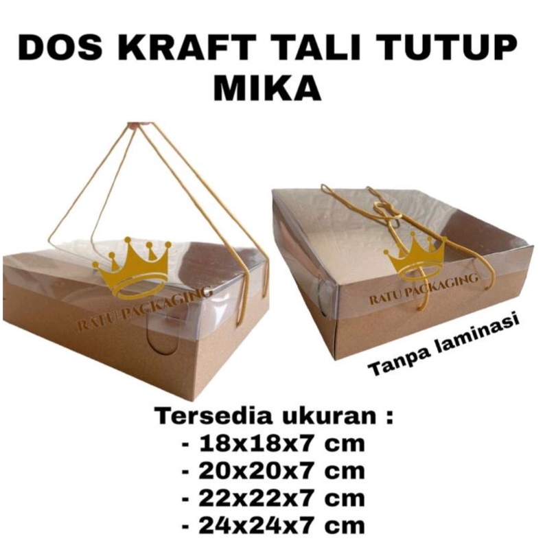 

[10 PCS] RATU | Dos KRAFT TALI TUTUP MIKA Tinggi 7CM Kardus Box Kotak Hampers Kue