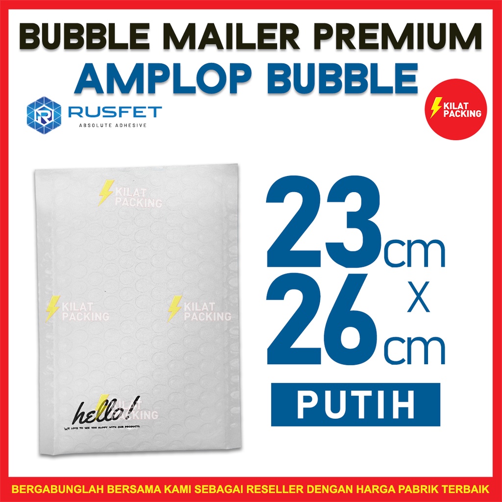 

AMPLOP BUBBLE 23CM X 26CM - BUBBLE MAILER - BUBBLE PACKING HELLO PREMIUM TERMURAH WHITE MATTE