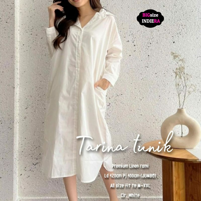 Tarina long tunik katun linen jumbo ld 120 xxl