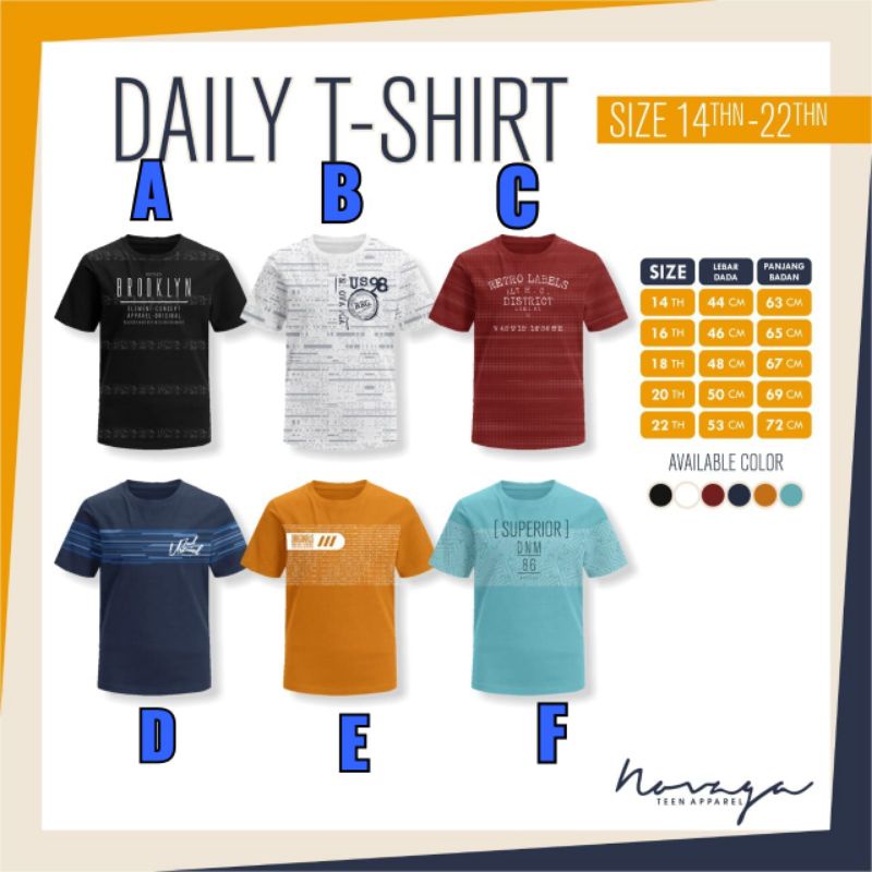 Kaos Remaja Cowo Novaga Teen Apparel Sz 14-22