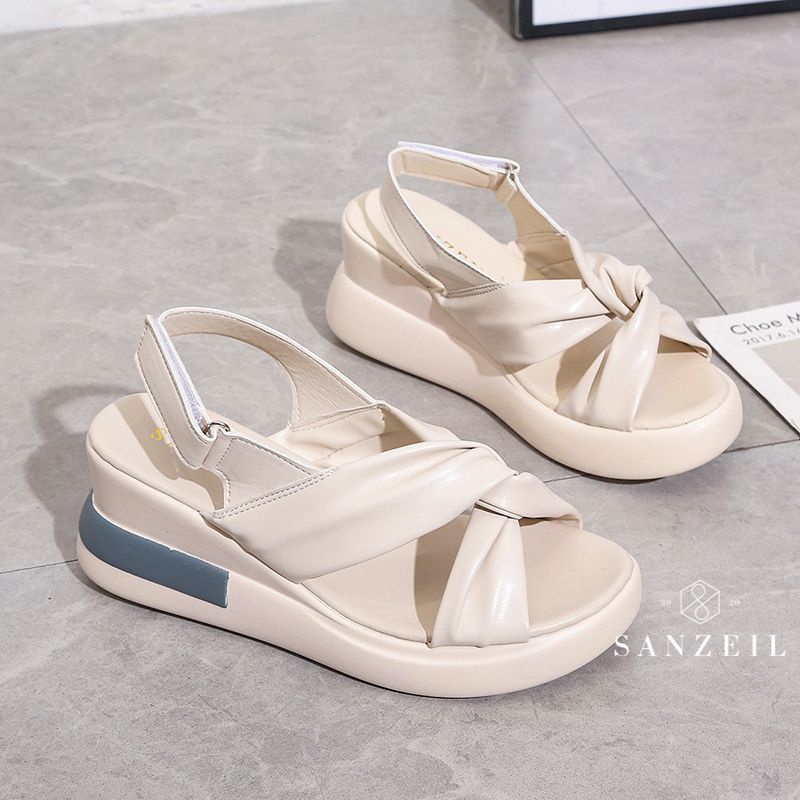 0007 Sanzeil Savina Wedges - Sandal Wanita Import Wedges Tinggi Model X Sandal wanita Terbaru kekinian