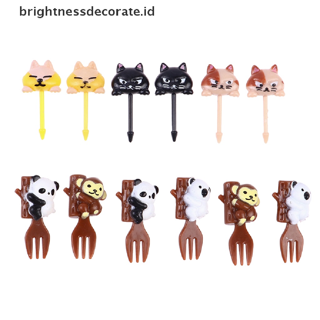 [Birth] 6 Pcs Hewan Kucing paw Buah Garpu Mini Kartun Anak Snack Kue Pick Tusuk Gigi [ID]