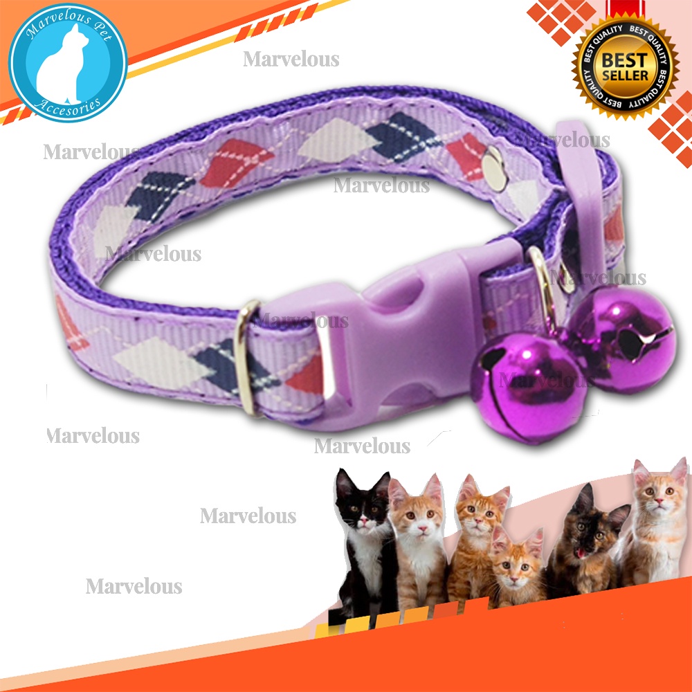 Kalung Kucing Lucu Lonceng 2 12 mm Motif Wajik / Kalung Kucing Premium / Aksesoris Kucing