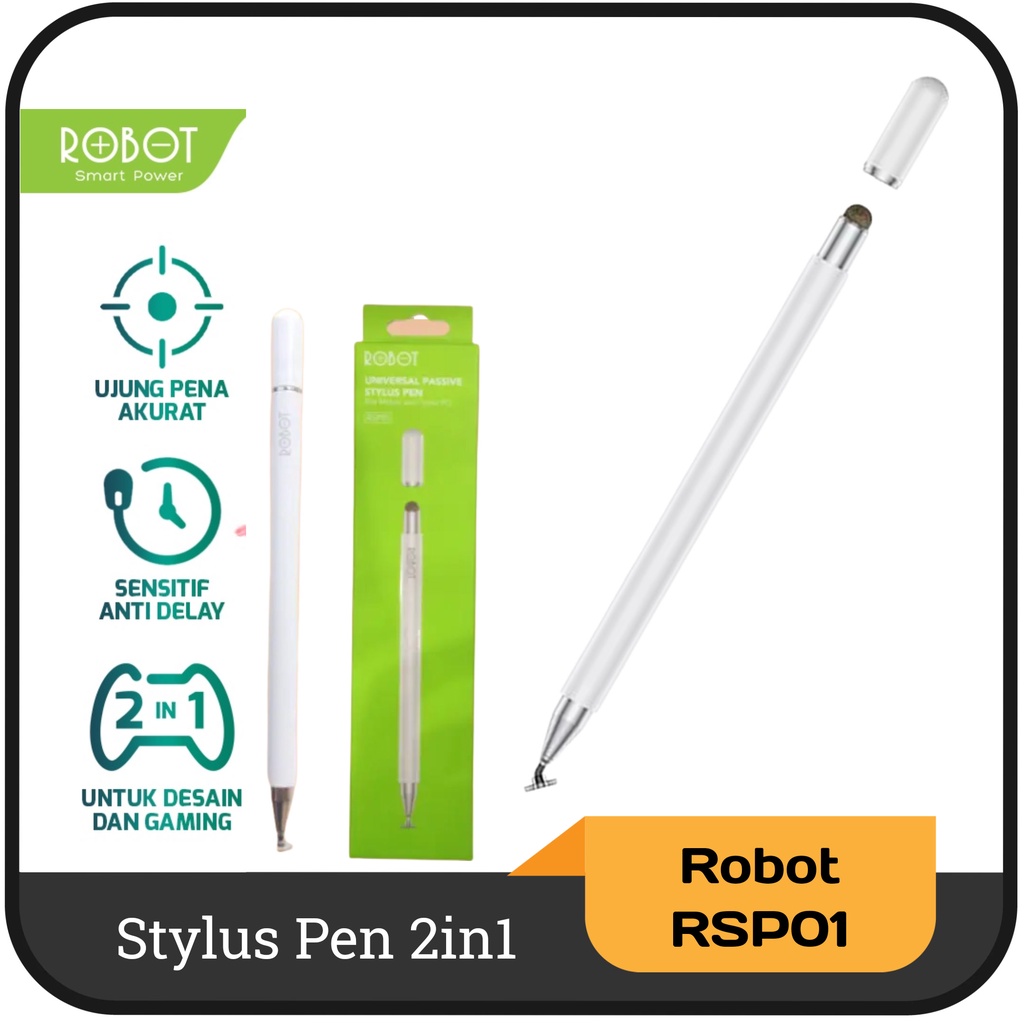 Stylus Pen Robot RSP01 Universal 2in1 Capacitive - White